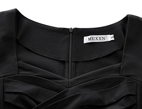 Muxxn Women's 1950S Vintage Retro Capshoulder Party Swing Dress (M, Black) #TOP6