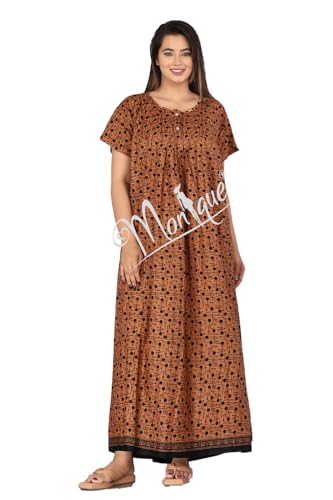 Image of Monique Brand 100% Pure Cotton Nighty for Woman | Floral Gown for Women Night Wear | Cotton Nighty for Women Stylish | Maxi for Women Cotton