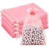 G2PLUS 25PCS Blush Pink Organza Bags 5x7 inches - Drawstring Organza Bags, Candy Gift Wrap Pouches for Baby Shower, Birthday, Wedding Party Favors