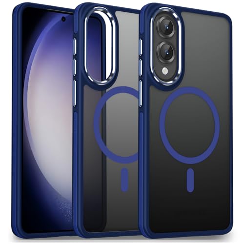 Image of MALEWOLF Case for Samsung Galaxy S25 Edge, Matte Translucent Magnetic Cover [Compatible with Magsafe] [Anti-Slip Grip], Military Grade Shockproof Hybrid Color Galaxy S25 Edge Phone Case (Darkblue)