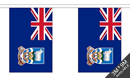 Flagtex Falkland Islands Fabric Bunting – 9m with 30 Flags – Fabric for Indoor & Outdoor Use – String Flags Banners Falklands British Territory South Atlantic Malvinas