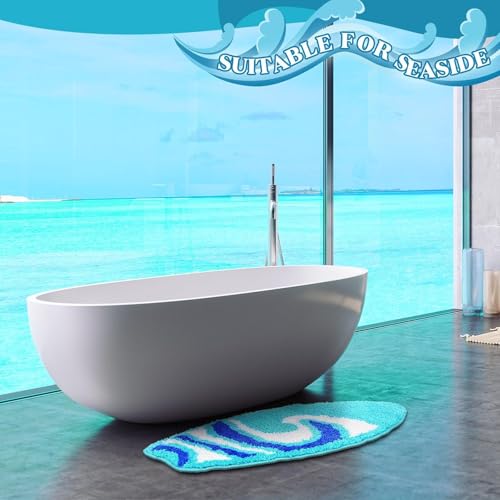 Image of AAZEEM Mat Rugs Non-Slip Abstract Bath Rugs Cute Mat Washable for Tube|Rectangular Door Mat for Home |Drawingroom |Easy Clean Indoor and Outdoor Floor Mat |Super Absorbent |Dark Blue|33 X 70 Cm |