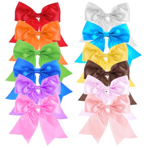 Mabor Bunt Haarschleife，12 Stück Haarschleifen Mädchen 4 inch/11cm Schleifen für Haare Krokodilklemmen Haarspange Schleife Kinder Grosgrain Band Schleife Haare Clips Mädchen Baby Teenage