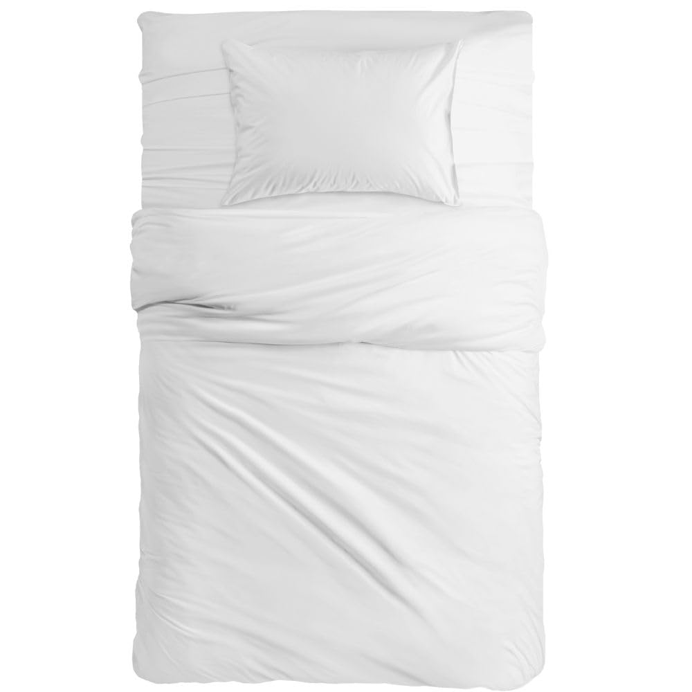 MAXIME MAISON - Juego de Sabanas Algodon (140x200 Blanco) Bed Sheets, Juego Sabanas 4 Piezas (Sábana Bajera, Sábana Plana y 2 Fundas de Almohada) Sabanas Refrescantes Made in Italy
