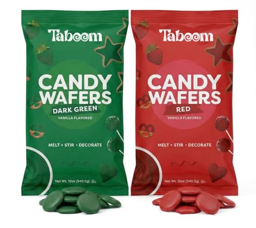 Holiday Red & Green Candy Wafers - 2 Pack Decorating Chocolate Wafer Melt Chips Vanilla Flavored For Christmas Baking, Cake Pops, Treats & Desserts (24Oz)