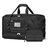 ETRONIK Travel Bag for Men Women, Gym Bag & Tactical Duffle Bags for Travel, Carry on with Toiletry Bag and Shoe Compartment, Weekender Overnight Trip with Wet Pocket for Workout Medical, Black