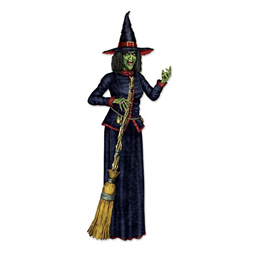 Beistle Paper Jointed Witch Cut Out Scary Halloween Wall Decoration, 6' 2", Multicolored #TOP27