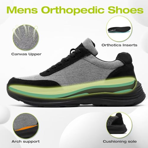 OrthoComfoot Men's Orthopedic Fashion Sneakers: Comfortable Casual Arch Support Walking Shoes for Plantar Fasciitis and Flat Feet, Orthotic Tennis Work Shoes for Foot and Heel Pain3