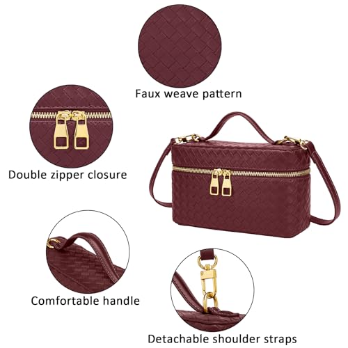 Image of Trendy Shoulder Bags for Women Mini L19 Square Box Satchel Bag Cute PU Leather Crossbody Purse with Adjustable Strap