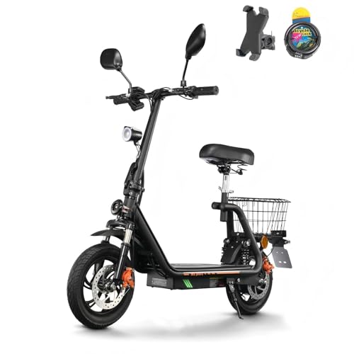 TWOFISH E Scooter mit Straßenzulassung(EEC), 12 Zoll Elektroroller für Erwachsene, mit 48V 13Ah Akku, 120 kg Tragkraft 30 km Reichweite Scheibenbremsen für den Stadtverkehr, M5 PRO E (schwarz)