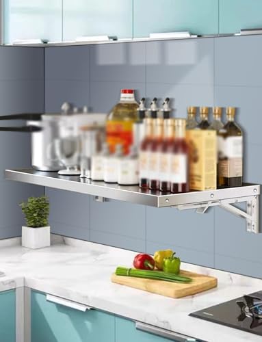 Étagère murale pliable acier inoxydable : la solution anti-encombrement des petits stands - 3
