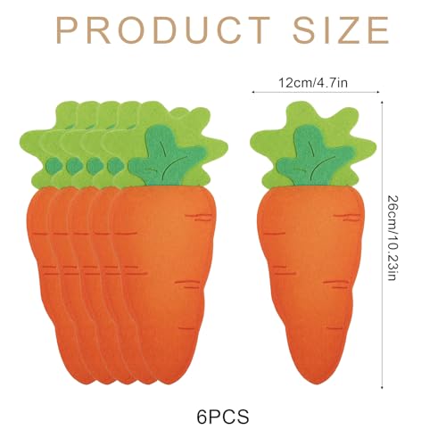 YCICHE Ostern Bestecktasche Filz, 6 Stück Besteckhalter Ostern Karotten Filz, Oster Karotten Bestecktaschen, Besteckbeutel, Bestecktasche, für Tischdeko Oster Partydeko Aufbewahrung