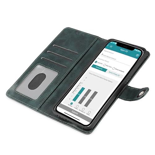 Image of Inktree Vivo V50 5G Flip Cover | Leather Finish | Complete Protection Flip Case for Vivo V50 5G - Green Button