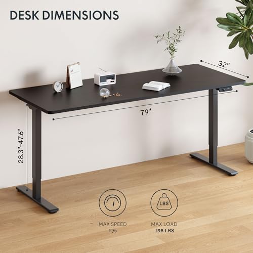 Image of FLEXISPOT 79 inchx32 inch Electric Standing Desk, Black | Dual Motor, 198 LBS Capacity, Spacious Workspace, Multi-Monitor Setup, Home Office & Creative Studio