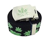 ACCmall Marijuana Leaf Canvas Military 3D Black Web Belt & Buckle 60 inches