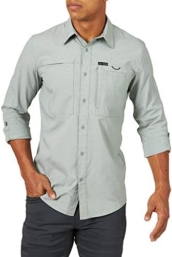 ATG by Wrangler Men's Long Sleeve Hike to Fish Shirt, Dark forest, Large