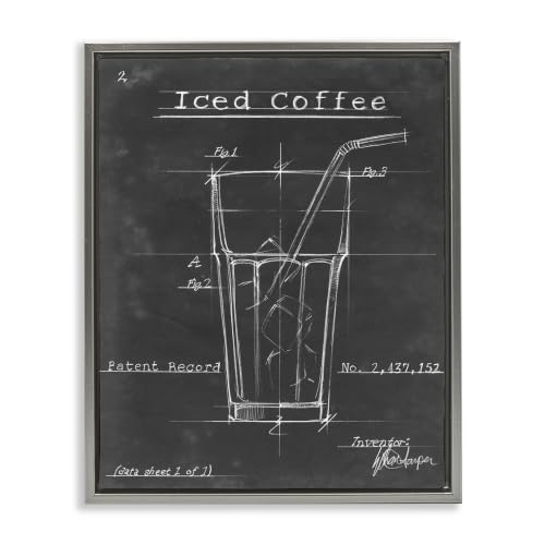 'Iced Coffee Patent Diagram Chart'| Floating Frame Canvas Art