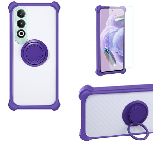 jioeuinly Case Compatible for Oppo K12 5g Phone Case Cover PC backplane + Silicone Soft Frame Cover [360 Metal Ring, Magnetic Car Mount] CSKB-ZI
