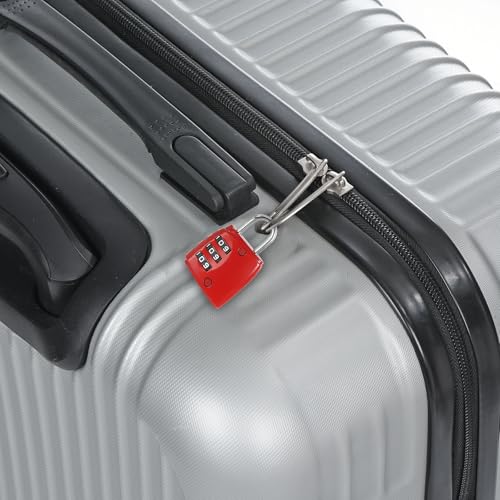 Image of PATIKIL Security Steel Cable with 3 Digit Combination Lock, 1.6Ft /0.5M Coated Safety Wire Rope Double Loop Padlock for Outdoor Travel Luggage, Red