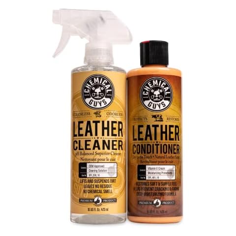 Chemical Guys SPI_109_16 Leather Cleaner and Leather Conditioner Kit for Use on Leather Apparel, Furniture, Car Interiors, Shoes, Boots, Bags & More (2 - 16 fl oz Bottles) Cover