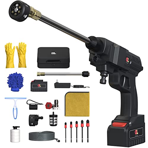 Olvon 24V Cordless Pressure Washer - Portable Pressure Washer Gun With 6-In-1 Multifunction Nozzle | Cordless Power Washer With Battery And Charger - Pressure Washer Foam Cannon - Car Wash Foam Gun #TOP1
