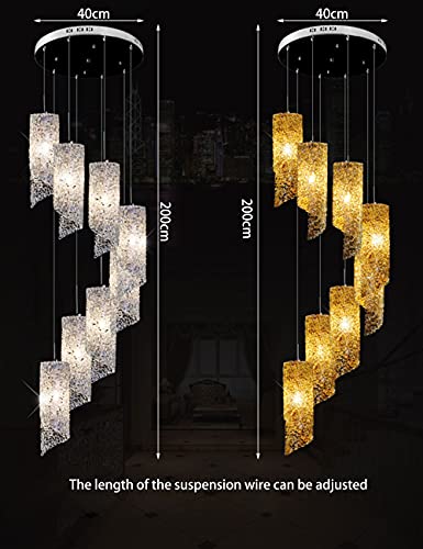 Lustre suspension cristal cascade argentée pour villa et duplex