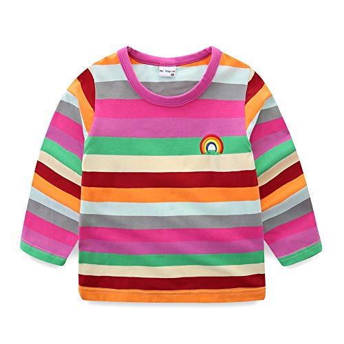 Image of Mud Kingdom Boys Girls T-Shirts Rainbow Stripe Cotton Unisex Top