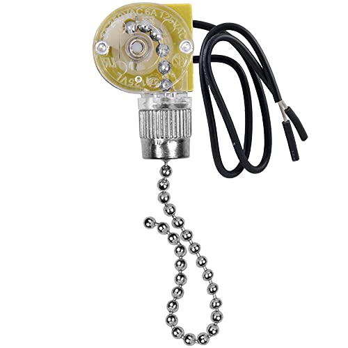 Akahttbn Ceiling Fan Switch Zing Ear ZE-109 Two-Wire Light On-Off with Pull Chain Cords Compatible with Hunter Ceiling Fans Lights Lamps and Wall Lights Nickel Replacement 1 Pack