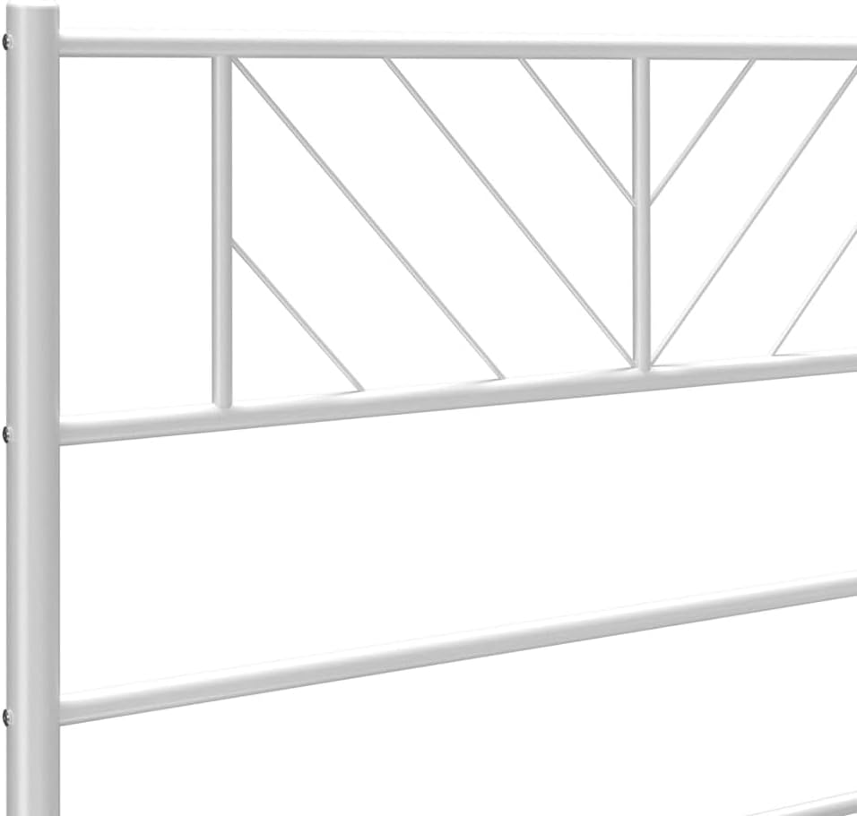 vidaXL Metal Bed Frame White Steel Double Metal Bed Frame Rectangular