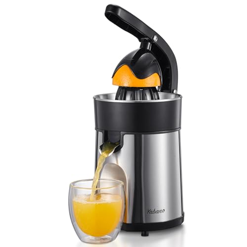 Electric Citrus Juicer Squeezer Stainless Steel Orange Juicer with 2 Interchangeable Cones for Orange Lemon & Grapefruit Easy to Clean (Black)