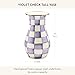 MACKENZIE-CHILDS Enamel Vase, Unique Flower-Vase Decor for Living Room, Tall, Purple-and-White Violet Check