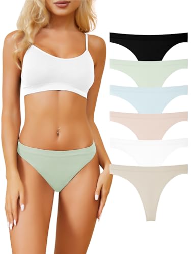 Channo Tanga Licra Mujer Sin Costuras Seamless Básico Lisos Suaves (Pack de 6 Multicolor L)