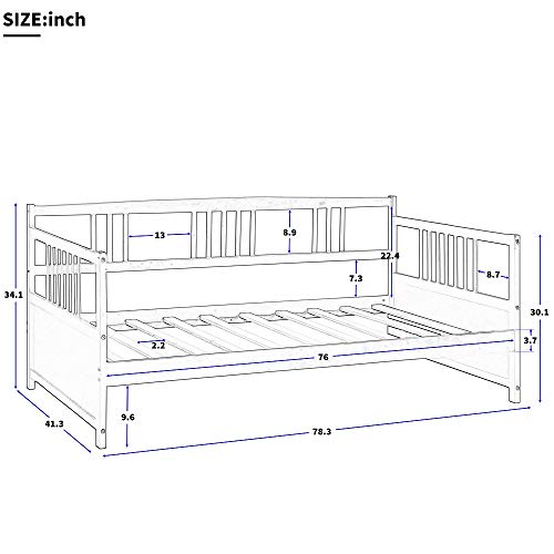 Buy Wood Daybed Frame Twin Size with Rails, Wooden Slats Support Modern Daybed Twin (Espresso