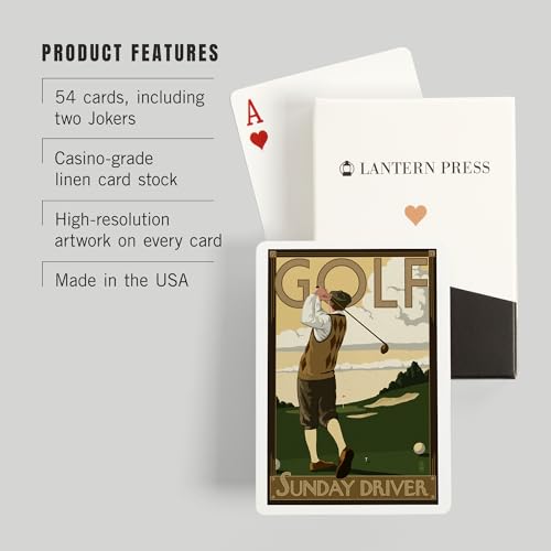 Lantern Press Golf, 52 cartas para póker tamaño adulto miniatura 3