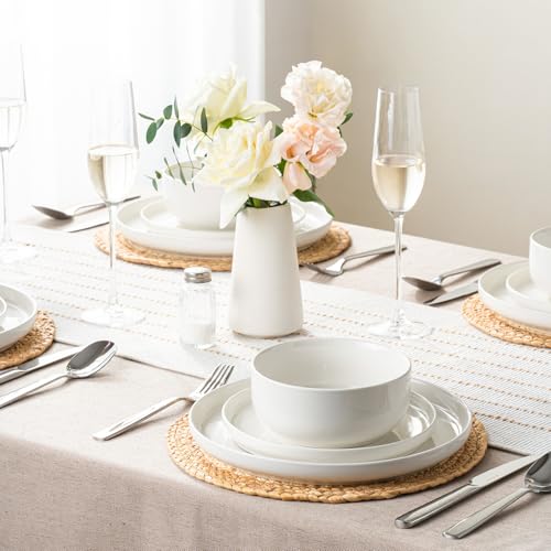EWFEN Plates and Bowls Sets, 12 Pieces Stoneware Dinnerware Set for 4, Ceramic Dishware Dishes Set, Scratch Resistant Dishes Set, Dishwasher & Microwave Safe