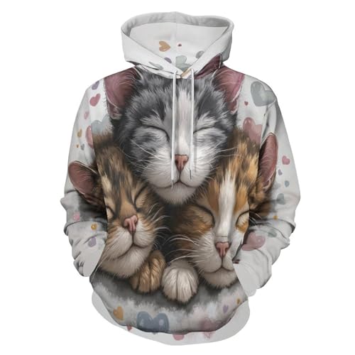 Sweat à capuche chaton 3D homme femme, pull tendance Harajuku manches longues