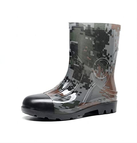 Image of Man Knee High Rubber Rainboots Camo Waterproof Rubber Boots for Garden Man Rain Footwear Size