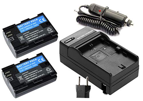 KIT 2X Baterias LP-E6 + Carregador para câmera Canon EOS Digital 5D Mark II, EOS 60D, EOS Digital 7D