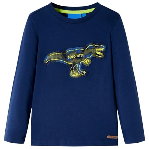 Kinder-Langarmshirt mit Dinosaurier Pullover Sweatshirt T-Shirt Marineblau 104