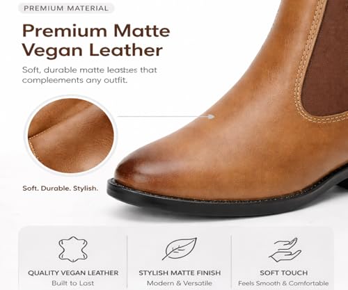 Image of Kraasa Men's Synthetic Leather Chelsea Boots - Slip-On Ankle Boots with Elastic Side Panels & Low Heel, Formal Casual Wear