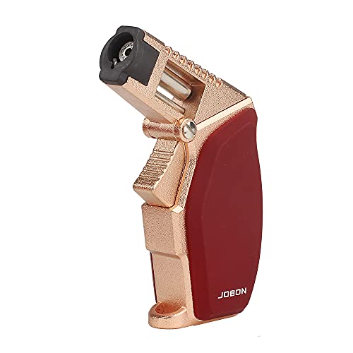 JOBON Torch Lighter Adjustable Firepower Refillable Butane Gas Jet Cigar Lighter with a Gift Box for BBQ Kitchen (Without Gas) (Dark Red)