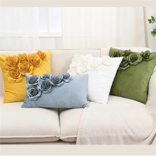 Housse de coussin roses 3D velours pour raviver un canapé terne et sans relief - 6