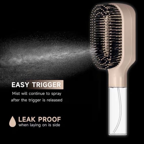 Image of 2-in-1 Spray Comb for Hair, Water Spray Detangling Brush with Built-In Mist Bottle, Anti-Frizz Wet Hair Brush for Men, Women & Kids Ideal for Long, Thick & Curly Hair (Beige)