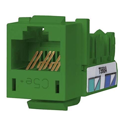 Hubbell HXJ5EGN XCELERATOR Series Jack, CAT5E, 8 Position, Universal 586A/B, Green (Pack of 25)