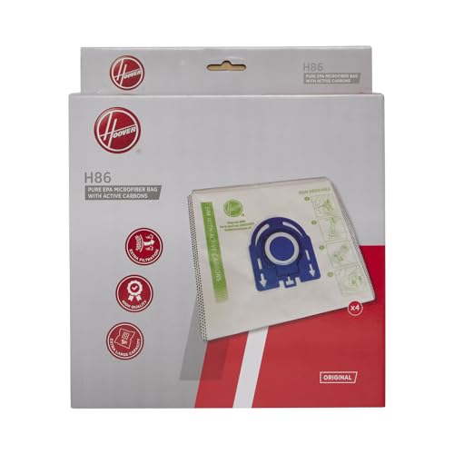 Hoover H86 Vacuum Cleaner Bags, Original, Microfiber, Pure EPA, Active Carbons, Anti-Odor, Extra Filtering, Compatible With Hoover H-ENERGY 700, 4 Pieces
