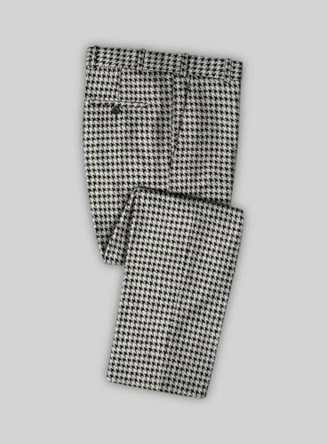 Mens Big Houndstooth BW Tweed Slim Fit Pants Thick Trousers for Winter4