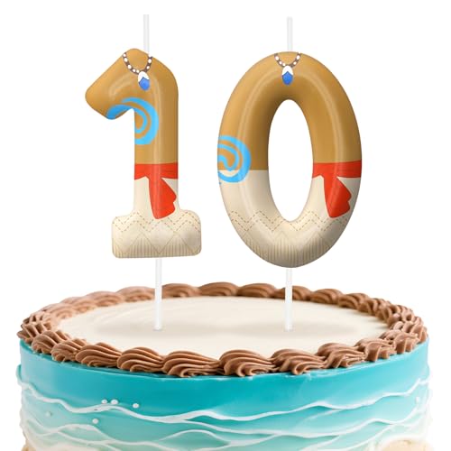 Image of Hawaii Number 10 Birthday Candles, Island Themed Cake Topper for Boys Girls Cake Decorations, Birthday Decorations Party Supplies, Number Candles for Party Decor