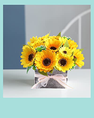 Image of BAZIMA DIY Felt Flower Art Craft Kit, Sunflower Pot Bonsai Kit, Floral Gifts, Beginner Craft Kit, Arrange Pre-Cut Flowers and Foliage