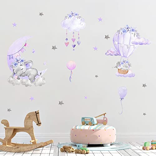 Stickers muraux éléphants pourpre pour relooker la chambre enfant