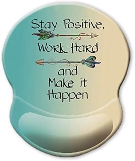 ITNRSIIET Ergonomic Mouse Pad with Gel Wrist Rest Support, Stay Positive Work Hard